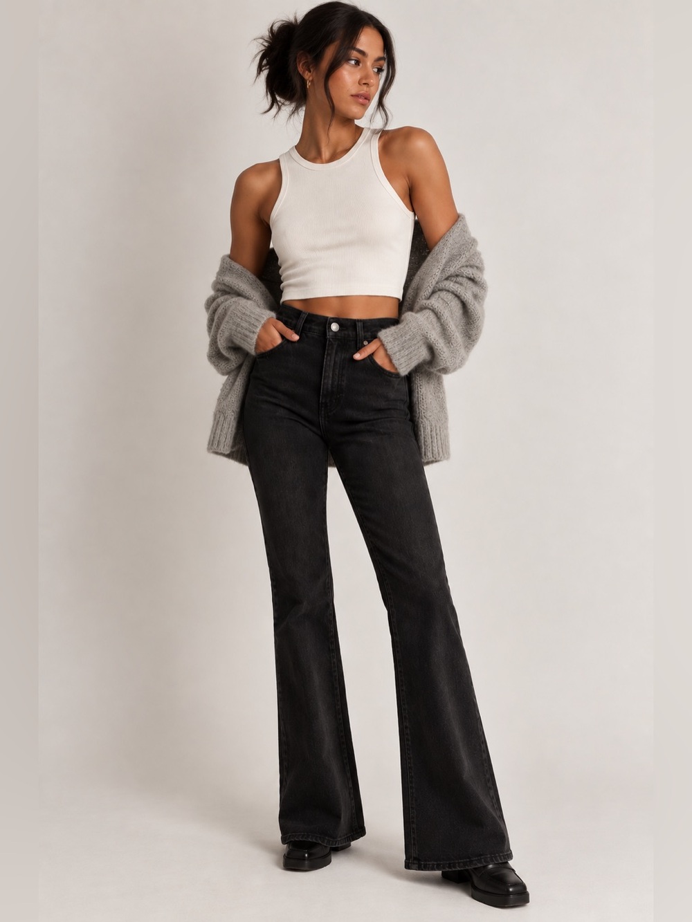 Madewell Perfect Vintage Flare Jeans Sherborn Wash Black High Rise Size 30